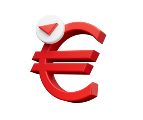 Euro down, Red Euro Sign  3d illustration
