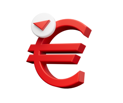 Euro down, Red Euro Sign  3d illustration
 - Powered by Adobe