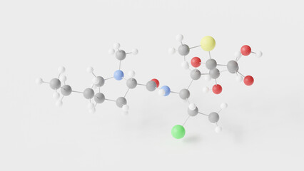 clindamycin molecule 3d, molecular structure, ball and stick model, structural chemical formula antibiotic