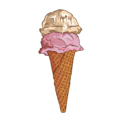 Classic Ice cream vector illustration in hand drawn style design