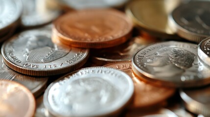 Close-Up of a Pile of Coins for Finance, Savings, and Wealth Concept