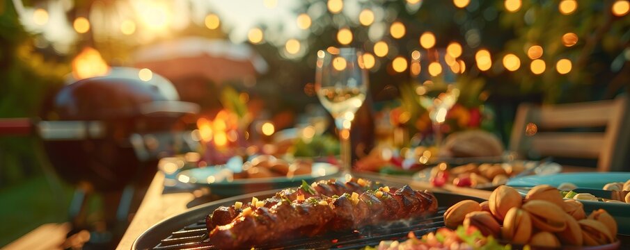 Friends hosting a barbecue for National Macadamia Nut Day, September 4th, featuring dishes with macadamia nuts, 4K hyperrealistic photo.