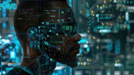 Fototapeta premium ai cyber security threat illustration black african