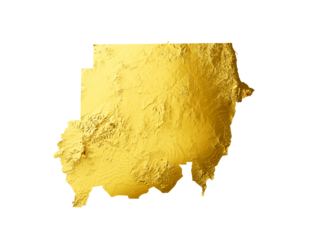 Sudan Map Golden metal Color Height map 3d illustration
