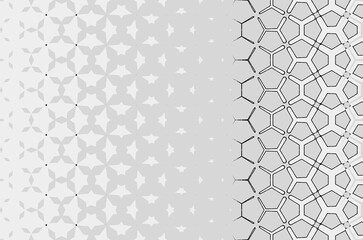 A pattern of different shapes is shown in different shades of gray