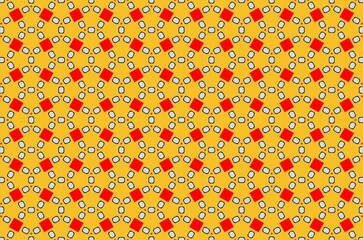 A pattern of squares and circles in a yellow and red color scheme