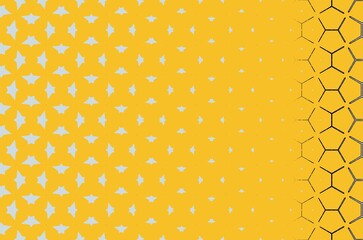 A yellow background with a pattern of stars and hexagons
