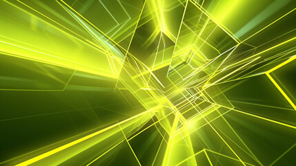 Yellow and Lime green glowing abstract geometric lines. PowerPoint and Business background.