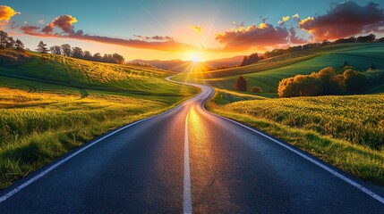 Naklejka premium Winding Road in the Countryside