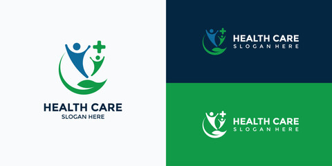 green and blue health and medical logo