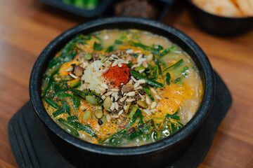Korean traditional soup with fresh vegetables