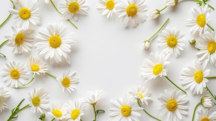Obraz premium Airy high-key mockup featuring a frame of white daisies on a bright background