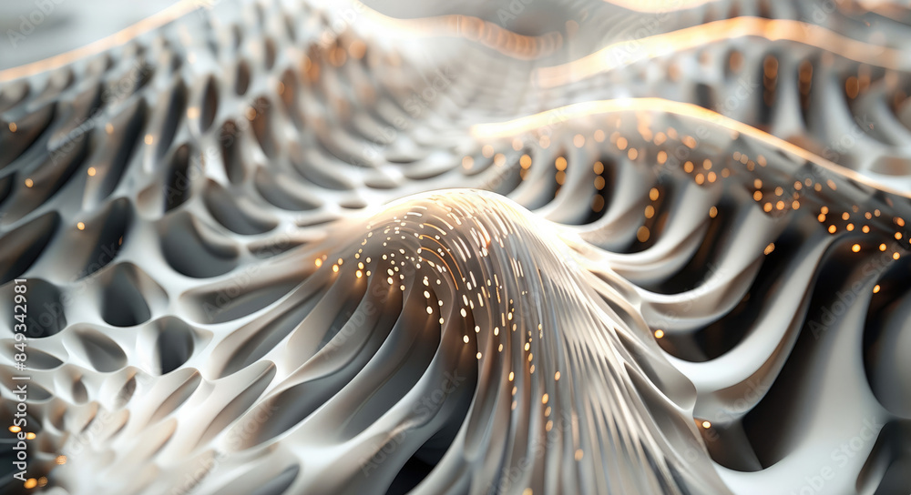Aufkleber Sound visualization using 3D cymatic patterns in touchdesigner style. Generative AI.