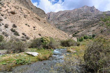 A stormy river in the mountains of Tajikistan.
