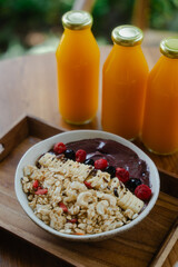 Healthy Breakfast Bowl with Fresh Juices