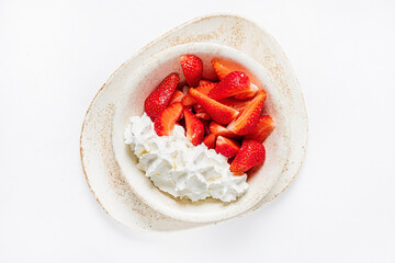 fresh strawberry with whipped cream