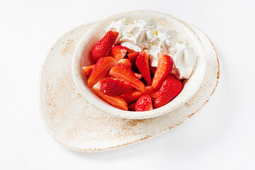 fresh strawberry with whipped cream