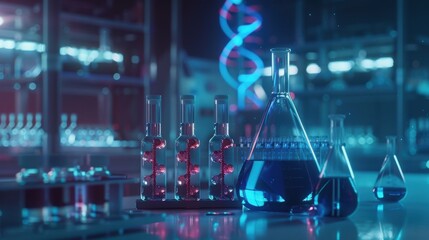 A visual representation of genetic research and biotech science, set against the backdrop of a laboratory environment. This concept highlights the intersection of human biology and pharmaceutical tech