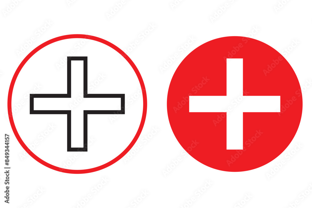 Wall mural Plus Icon vector isolated on white background. Add plus icon. Addition sign. Medical Plus icon