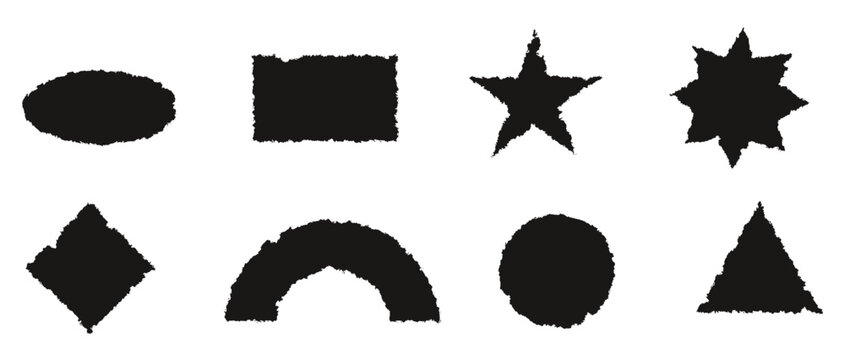 Torn paper shapes with jagged edges vector illustration. Collage black ripped paper sheet with scratches. Grunge frame collection for banner, social media post. Vector illustration isolated on white.