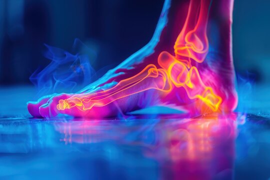 Experiencing foot discomfort, possibly due to conditions like heel spurs or burning sensations in the legs, along with associated skin conditions 