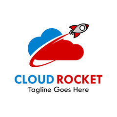 Cloud rocket design template illustration