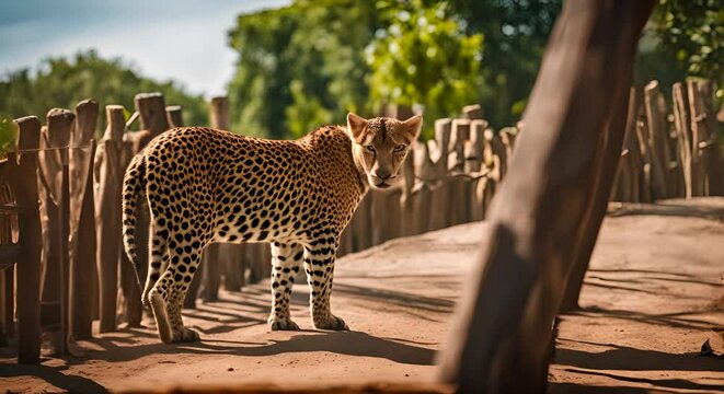 Leopard in a zoo.