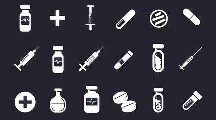 Obraz premium A pharmacy icon set of a medicine symbol, Generative AI illustrations. 