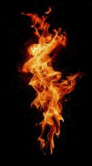 Burning torch fire on a black background.