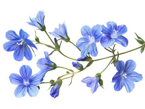 png blue flowers cutout isolated on transparent background