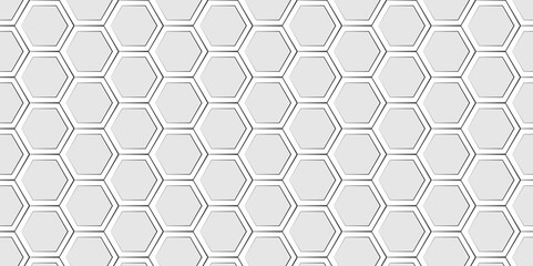 Abstract vector background. Minimalist background with 3d hexagon shapes. Vector illustration. White abstract 3d wall texture. Modern design with seamless geometric pattern. Honeycomb background. 