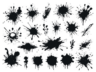 Flat design ink splash elements, Scrawls and blots 