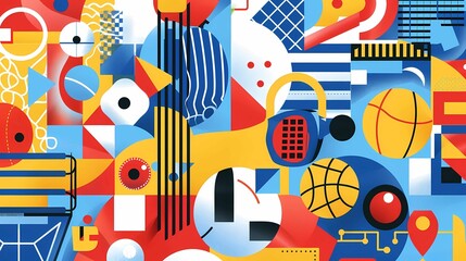 Abstract background of a brutalist geometric shapes and grids, Generative AI illustrations.