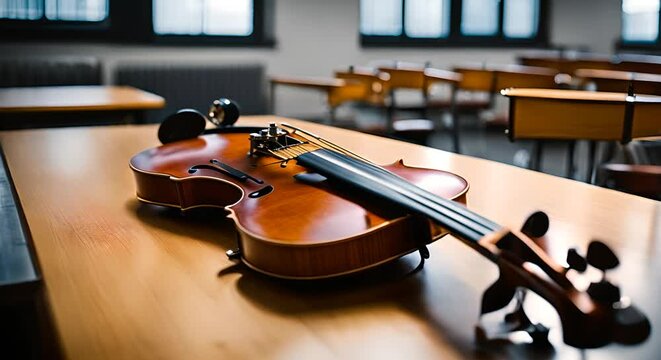 Musical instruments in a music class.