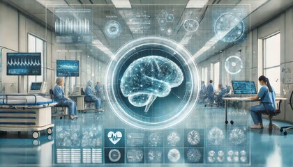 Futuristic Medical Laboratory with Brain Scan Technology