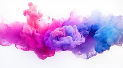 Fototapeta premium Colorful ink clouds in water with pink, purple, and blue hues.