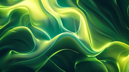 Obraz premium Abstract background with light neon green blurred wavy stlye, modern wallpaper, Generative AI illustrations.
