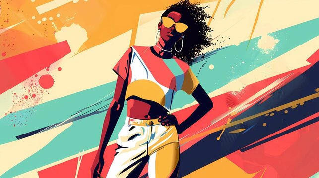 An art depicting a modern fashion design,  sporty athleisure wear, Generative AI illustrations.   