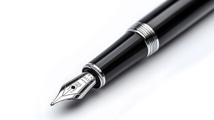 Elegant black fountain pen close-up