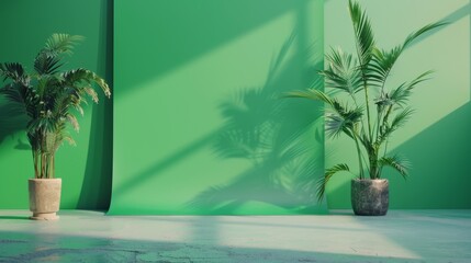 Obraz premium Vibrant Green Screen with Gradient Effects in Fashion Photography Studio
