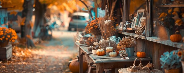 Autumn craft fair with handmade creations, artisans and creative inspiration, 4K hyperrealistic photo.