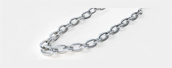 Isolated silver chain on white background mockup, 4K hyperrealistic photo/im/im