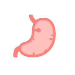 Stomach organ with polyp. Check health of stomach. Unhealthy gastric, indigestion problems, disease concept. Risk growth cancer cells in stomach. Vector flat illustration