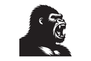 Silhouette of a roaring Gorilla face icon symbol vector illustration
