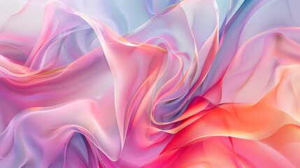 Obraz premium Abstract colorful flowing fabric texture with soft pastel hues of pink, purple, and orange. Ideal for backgrounds and creative designs.