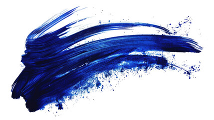 Blue ink brush stroke on a transparent background