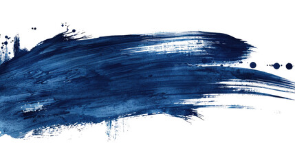 Blue ink brush stroke on a transparent background