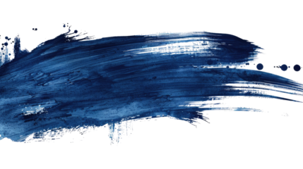 Blue ink brush stroke on a transparent background