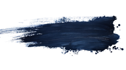 Blue ink brush stroke on a transparent background