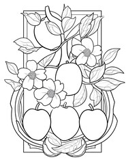 Fall Autumn Line Art Coloring Page. Cute Thanksgiving Design for Kids and Adults